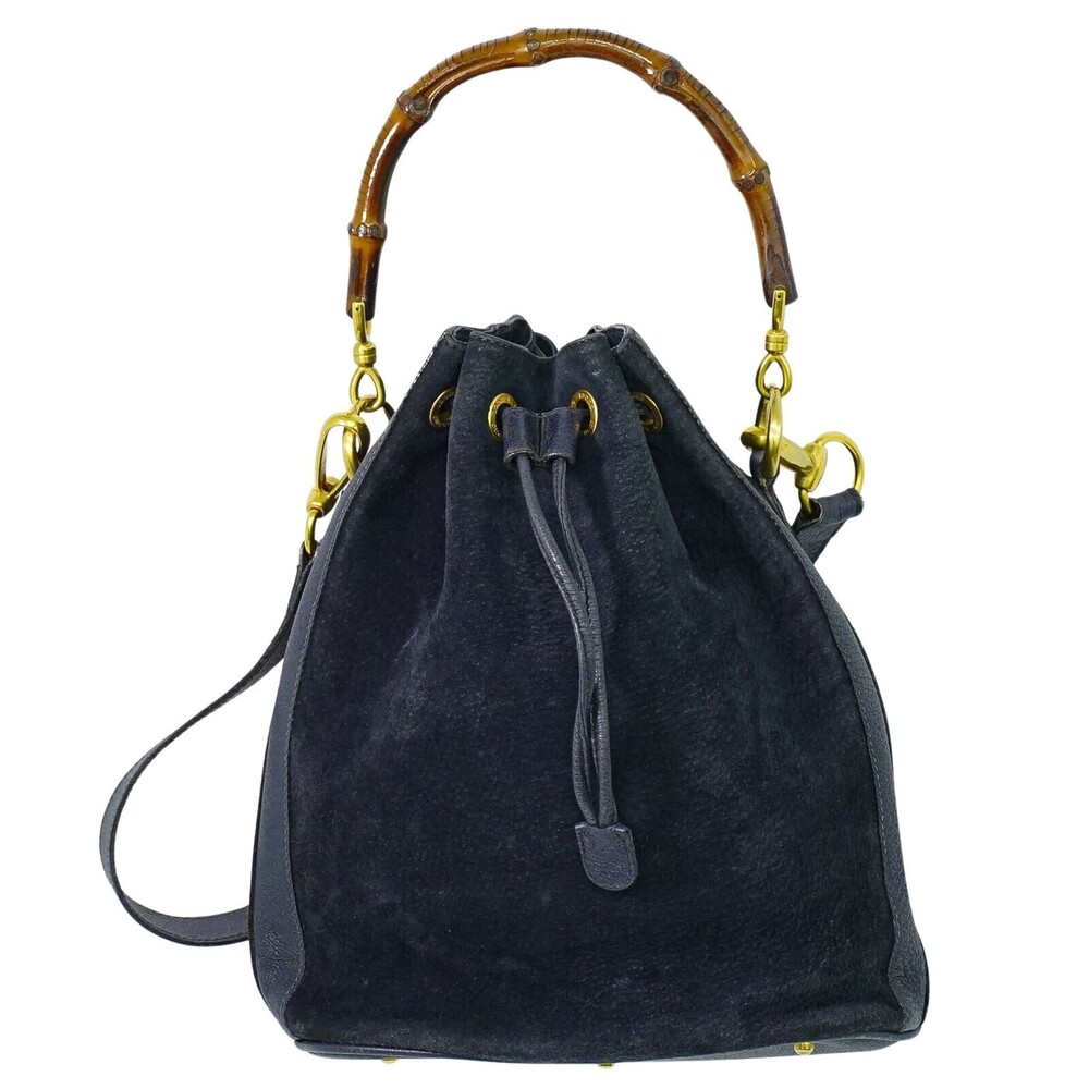 Gucci Bamboo Drawstring Shoulder Suede